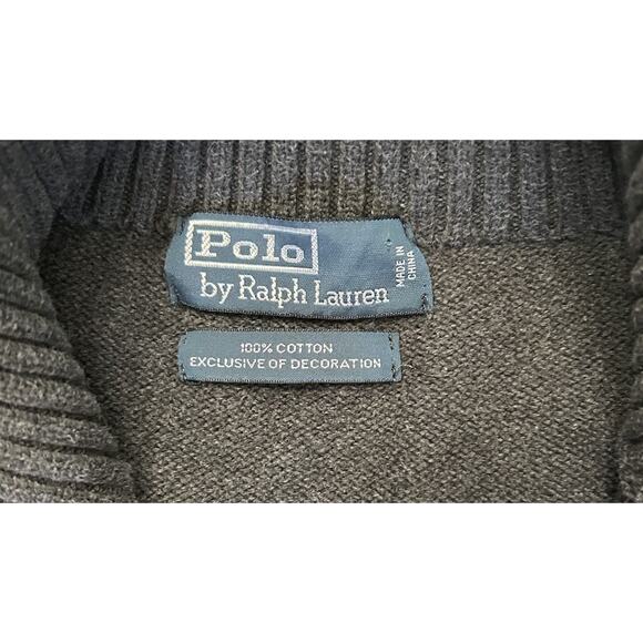 Vintage Polo Ralph Lauren Men’s Gray Knit Quarter Zip Sweater Gray Size L - Picture 4 of 7